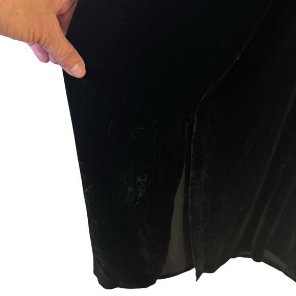 Vintage Y2K Black Velvet Maxi Dress Dark Feminine Goth Party Gown Spaghetti St - Picture 9 of 11